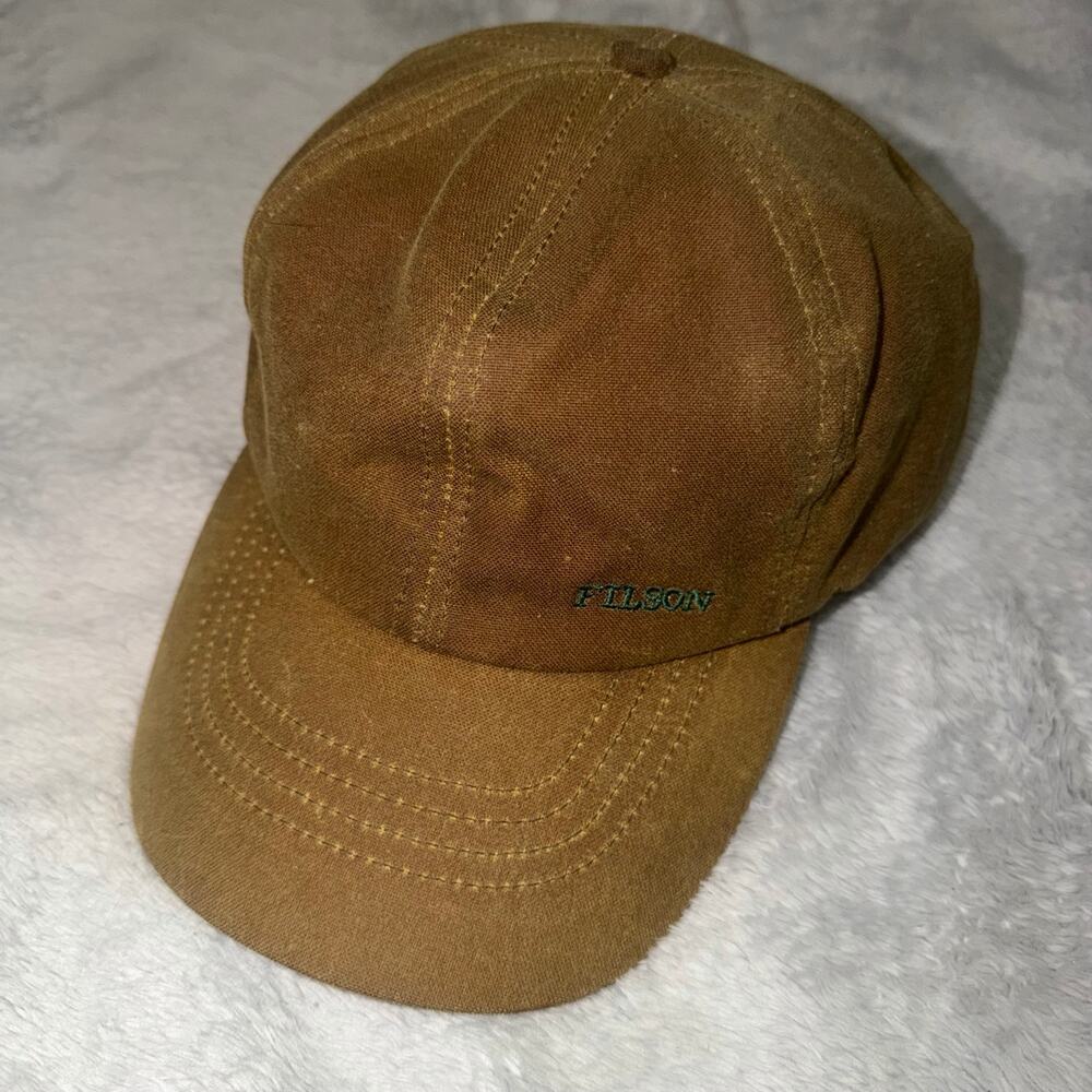 Filson Insulated Tin Cloth Cap Waxed Canvas Quilted Lined Mens Tan